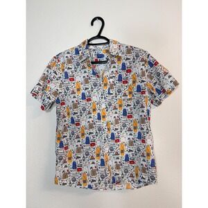 Vineyard Vines Boys XL Camping Outdoor Print Button Down Shirt White Multi